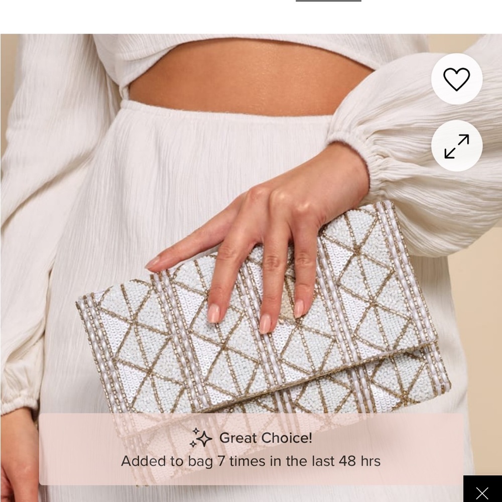 Lulu's Chic White and Gold Geometric Clutch